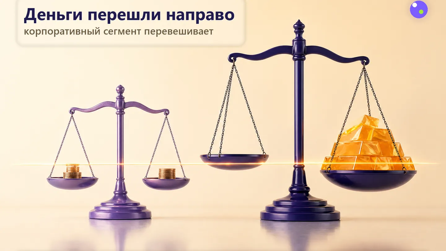 Редакционная обложка SCQR к материалу «Корпоративный ИИ догоняет потребительский рынок по деньгам и влиянию».